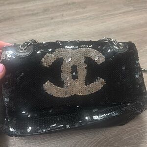 Sequin flap bag